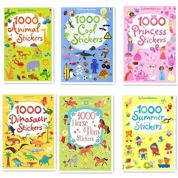 

Kids 1000pcs Cartoon Stickers Baby Animals Dinosaur Princess Creative Sticker Book for Kindergarten School 21*15.2 cm