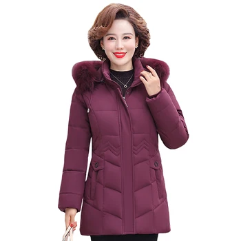

Winter Coat Women Plus Size Fur Collar Winter Clothes Women 2020 High Quality Warm Thick Middle-aged Women Winter Jacket Hooded