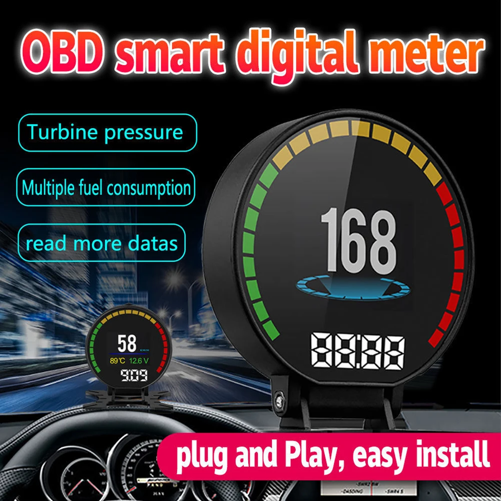 OBD2 HUD Дисплей красочный экран Спидометр Тахометр универсальный безопасный превышение Предупреждение автомобиль цифровой многофункциональный