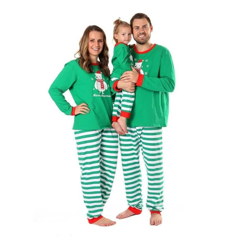 

2020 Autumn Winter Set Christmas Pyjamas Clothes Bear Print Home Pajamas Family Look Matching For Families Parents And Children