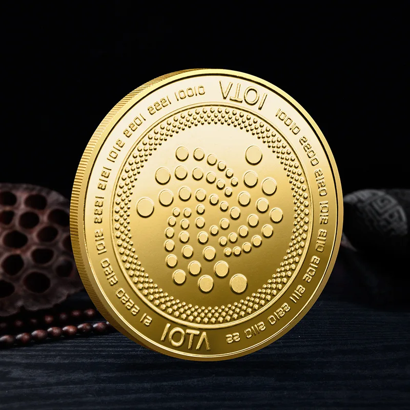 Монета для криптовалюты IOTA позолоченная Коллекционная монета криптовалюта