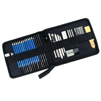

1 Set of 33pcs Zipper Bag Sketch Pencil Kit Professional Sketching Drawing Pencils Tools