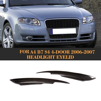 

Carbon Fiber Headlights Eyebrow Eyelids Trim Cover Sticker for Audi A4 B7 S4 4-Door 2006 2007 Car Styling