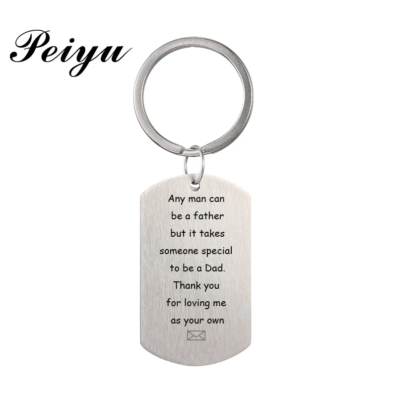 Personalized Keychain for Dad Stainless Steel Engraved Message Dog Tag Heart Round Keychain Love Keyring Father's Day Gift