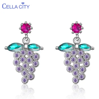 

Cellacity Temperament Silver 925 Jewelry Gemstones Earrings for Women Purple Grape Ear drops Plant Anniversary Gift Wholesale