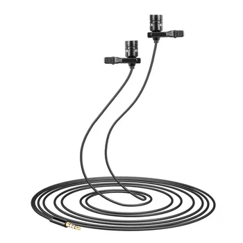 

Presentations Interview Smartphone Lapel Hiding Dual Head Clip On Universal 3.5mm Input Lavalier Microphone Video Recording Mini