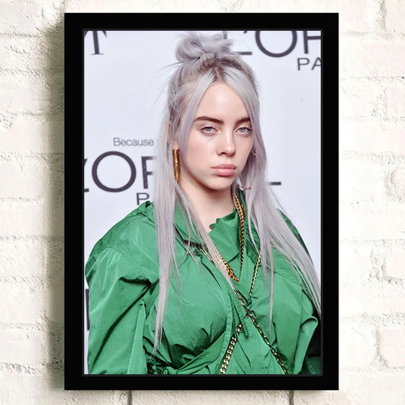 Billie Eilish художественный плакат Европейская музыкальная звезда картины с певцом HD печатная живопись Современная Настенная художественная постер для гостиной ZS201 - Цвет: Темный хаки