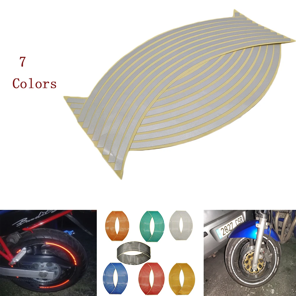

16Pcs Motorcycle Car Wheel Tire Stickers Reflective Rim Tape Moto Auto Decals For Suzuki RGV250 GT250 GT550 SV1000 sv 1000