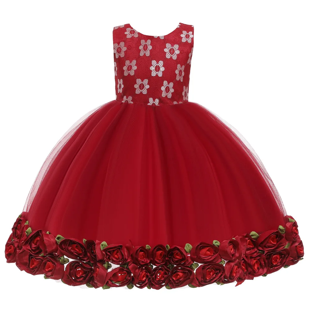 Рождественское платье принцессы для девочек; праздничный костюм для выпускного бала; детская одежда для девочек-подростков; свадебное платье для маленьких девочек; красное платье