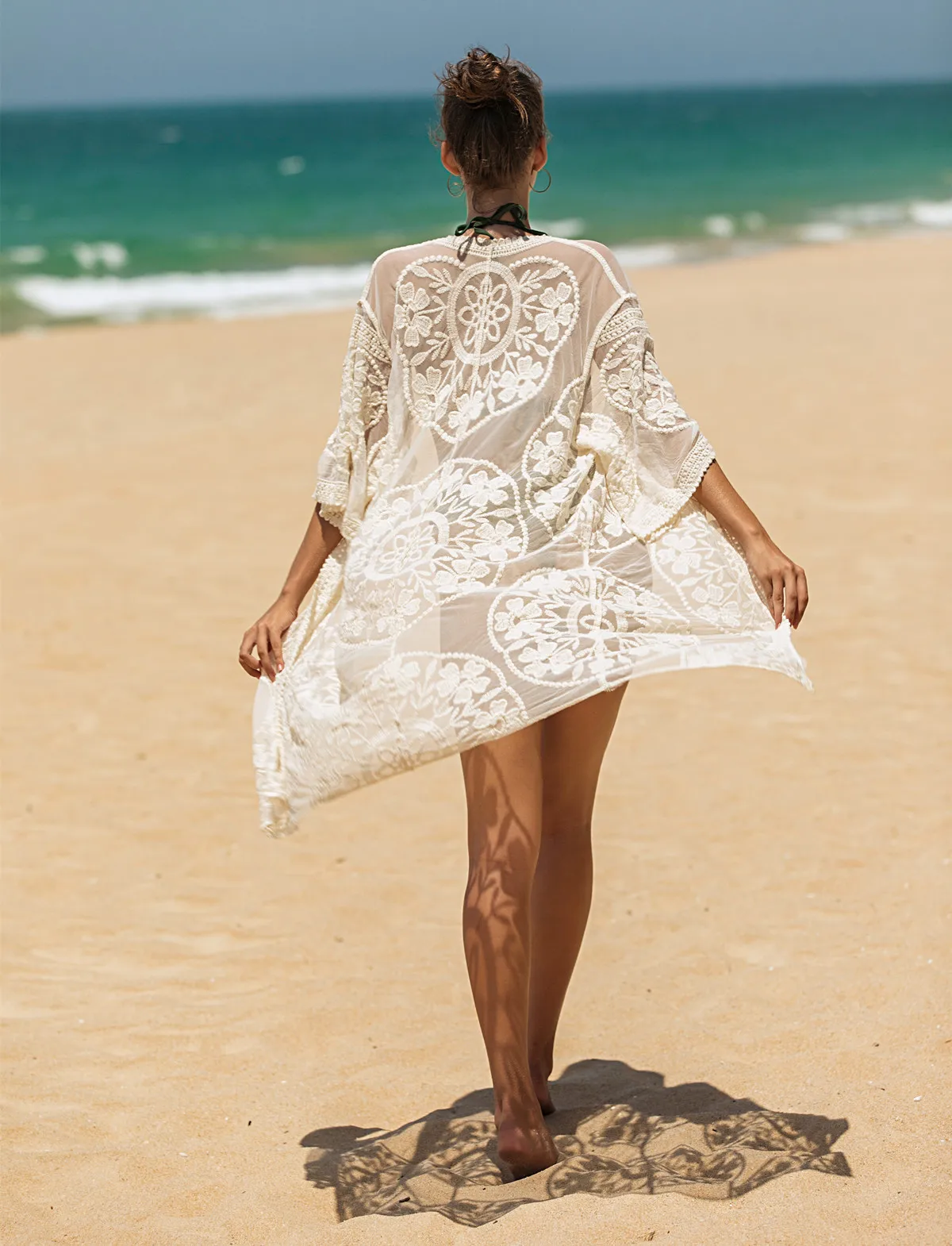 bathing suit with matching cover up Women Summer Lace Beach Bikini Chiffon Cover Ups Holiday Cardigan Wrap Long Blouse bathing suit coverups