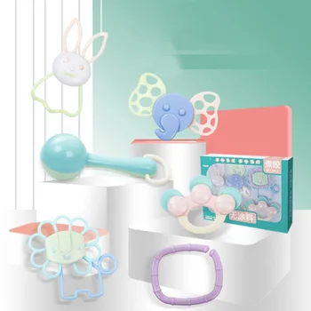 

Baby Teether Toy Rattle Teether Enlightenment Teething Early Education Infant Toddler Boys Girls Molar Ring Bell Toys