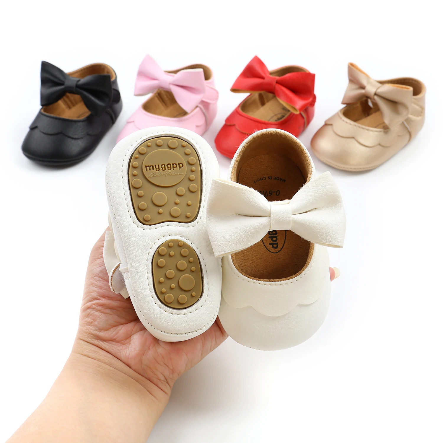 FOCUSNORM 4 Colors Newborn Baby Girls Boys Crib Shoes 0-18M Solid Bowknot Soft Sole Shoes