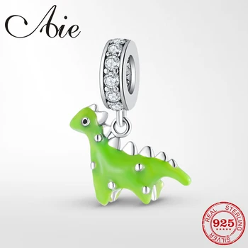 

Hot sale 925 Sterling Silver Green enamel Dinosaur beads Jewelry making Fit Original Pandora Charms Bracelets