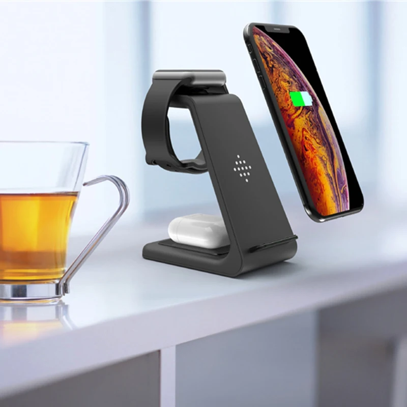 Беспроводное зарядное устройство QI 3 в 1 10 Вт для iPhone 11 Pro портативное беспроводное