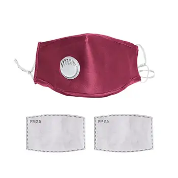 

PM2.5 Activated Carbon Face Mouth Mask with Breath Valve Wide Straps Reusable Muffle Respirator Mask with 2pcs Filter Inserts