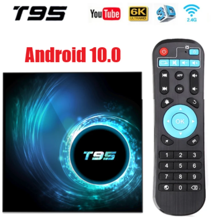  Latest Allwinner H616 T95 Android 10.0 Quad Core 4GB 64GB android tv box with time display Netflix 