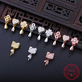 

Special Price 925 Sterling Silver Color Inlaid Zircon Clamp Pendant Clips Buckle DIY Necklace Charm Connectors Jewelry Findings