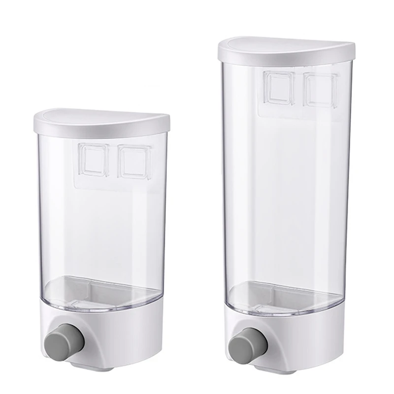 

Wall Mounted Press Cereals Dispenser Grain Storage Box Dry Food Container Organizer Kitchen Accessories Tools