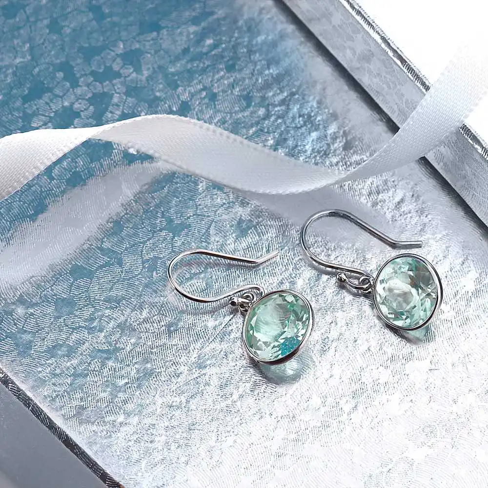 6.50 СТ природный голубой топаз 9 мм круглый 925 мотаться серьги|earrings for|earrings for