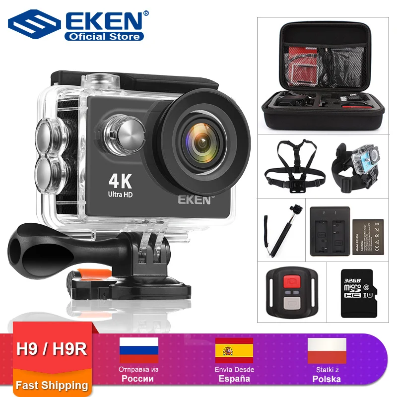 EKEN-Cámara de acción H9R H9 Ultra HD, 4K, 30fps, WiFi, 2,0 pulgadas, 170D, casco impermeable, cámaras de grabación de vídeo, cámara deportiva