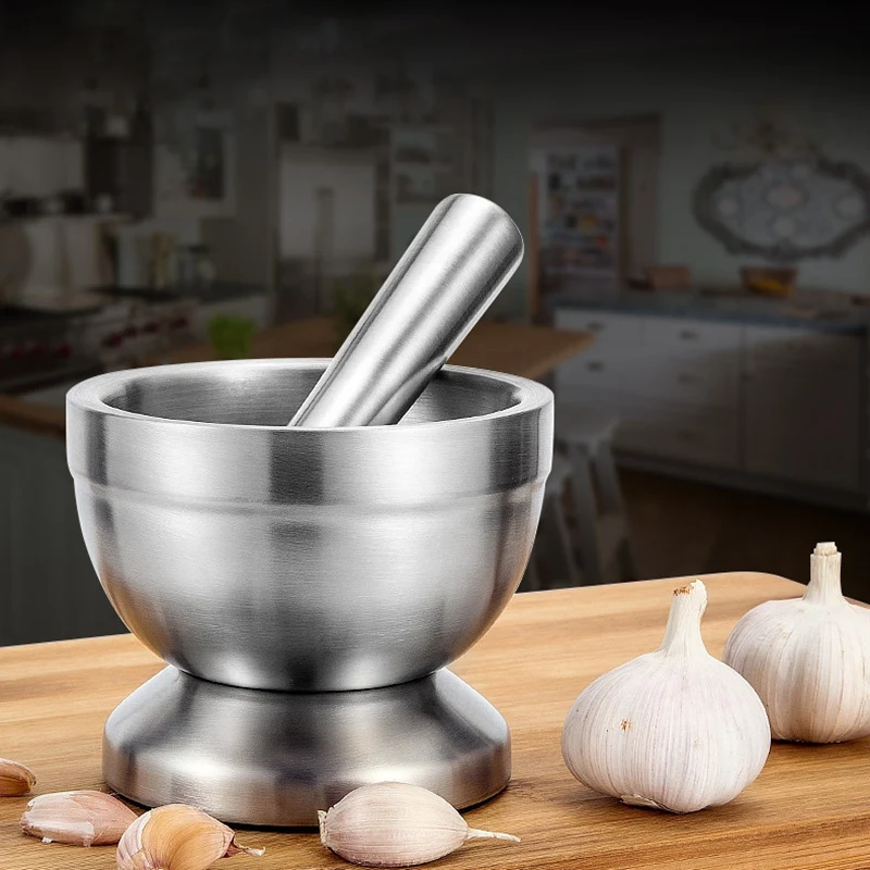 

Hot New Multi - Function 304 Stainless Steel Solid Garlic Rammer Household Manual Garlic Stone Mortar Grinding Machi