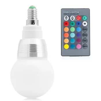 

E14 3W 85-265V RGB LED Light Color Changing Lamp Bulb + Remote Control Q0KF
