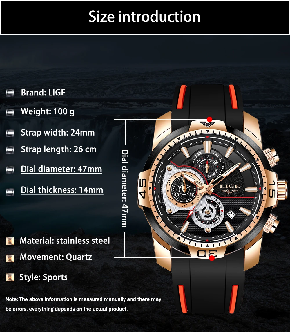 2022 LIGE Men Military Watches Luxury Creative Sport Watch Male Top brand Waterproof Quartz Watches Mens Clock Relogio Masculino