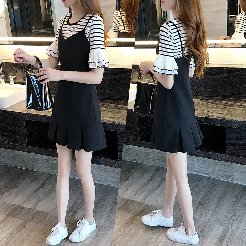 

2018 Summer Wear New Style Korean-style Sweet Fashionable Set-Style Fashion WOMEN'S Dress Dress Outfit