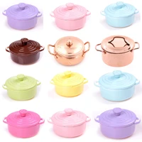 1:12 Mini Pot Boiler Pan With Lid Doll House Accessories Dollhouse Miniature Kitchen Utensils Cooking Ware Play Kitchen Toys 1