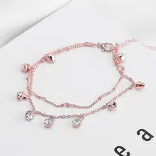 Пляжный праздник двойной слой колокол ножной браслет сладкий хипстер богемный Циркон микро проложить кольцо на лодыжки аксессуары