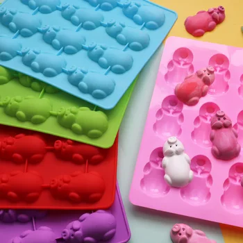 

than 12 Even Lying Pig Animal Plant Silica Gel Jelly bu ding mo Handmade Soap Mold Recycling Fragrance