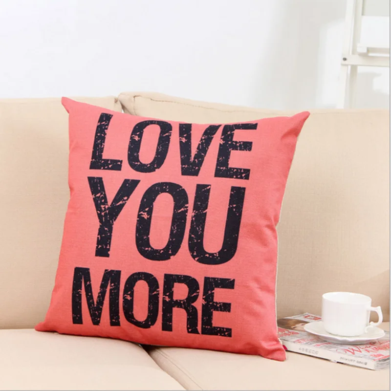 Pink Белье LOVE YOU MORE я никогда не буду любить тебя диван-кровать Декор Подушка Чехол для подушки подарок - Цвет: Pink