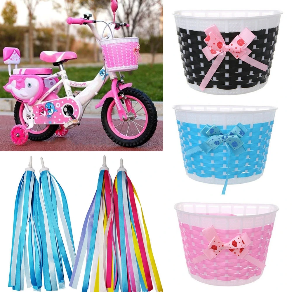Children Bicycle Storage Scooter Handlebar Basket Bike Front Carrier Bowknot Bag Rear Cycling Hanging Retro Tassels