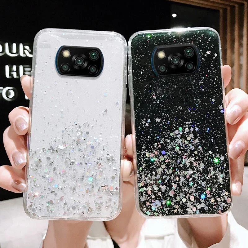 For Xiaomi Redmi Note 9 Pro Case Glitter Phone On 10 8 7 10S 9S Xiomi Mi 11 Lite Poco F3 X3 Cover | Мобильные телефоны и