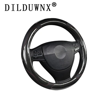 

DILDUWNX 37-38CM Carbon Fiber Car Steering Wheel Cover Four Seasons Universal Anti-skid Wear-resistant Car Handle Gloves