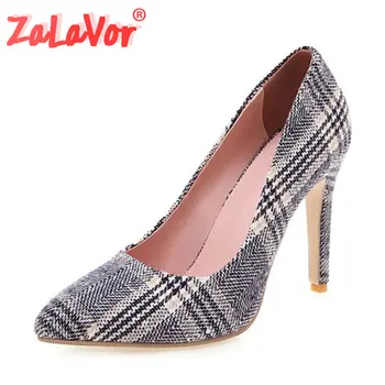 

ZALAVOR 2020 New Women Pumps Pointed Toe Thin High Heel Zebra Pattern Flock Slip On Shoes Ladies Footwear Plus Size 34-48