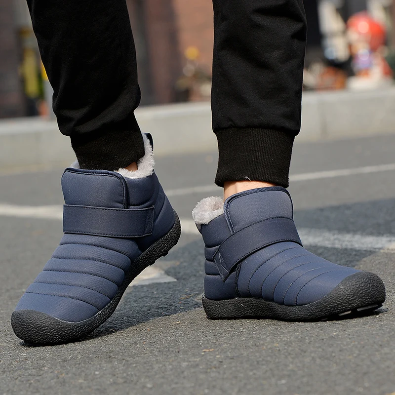 Hemmyi/ г. Зимние мужские ботинки теплые плюшевые бархатные короткие зимние ботинки для пары обувь без шнуровки удобная мужская обувь для улицы, Размеры 35-46