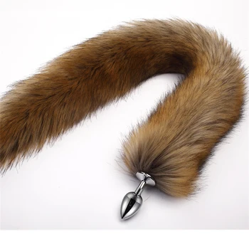 78cm Super Long Fox Tail Anal Plug Faux Fur Tail Metal Butt Plug Cosplay Role Adult Novelty Anal Beads Sex Toys For Man Women 3