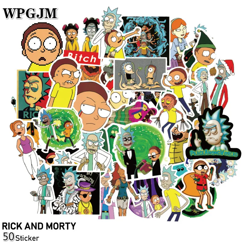 

50pcs Drama Rick and Morty 2019 Stickers Decal for Snowboard Laptop Luggage Car Fridge DIY Styling Vinyl Home Decor Pegatina