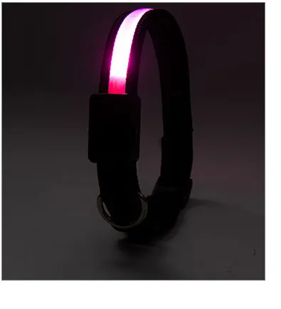 Pink Товары для домашних собак и кошек светодиодный солнечный USB заряжаемый осветительный ошейник - Цвет: Pink