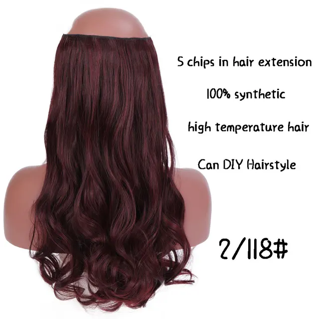 SHANGKE Synthetic 24-Inch Straight Clip in Hair Extensions Heat Resistant Wavy Hairpiece High Temperature Fiber False Hair 901-2I118