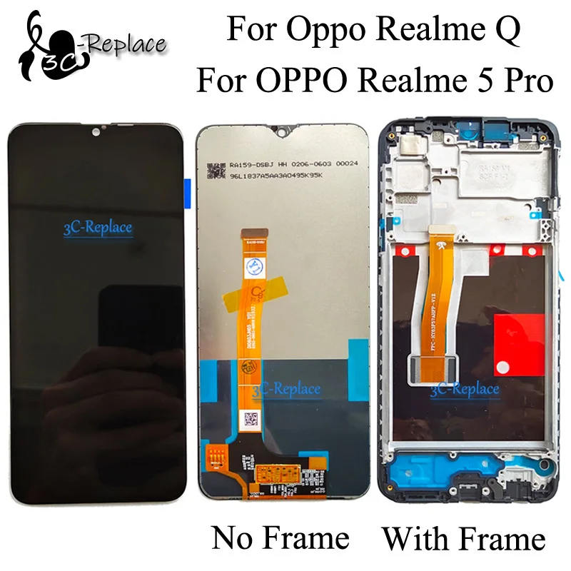 Черный ЖК-дисплей 6 3 дюйма для OPPO Realme 5 Pro / Oppo Q RMX1971 с рамкой | Мобильные телефоны и