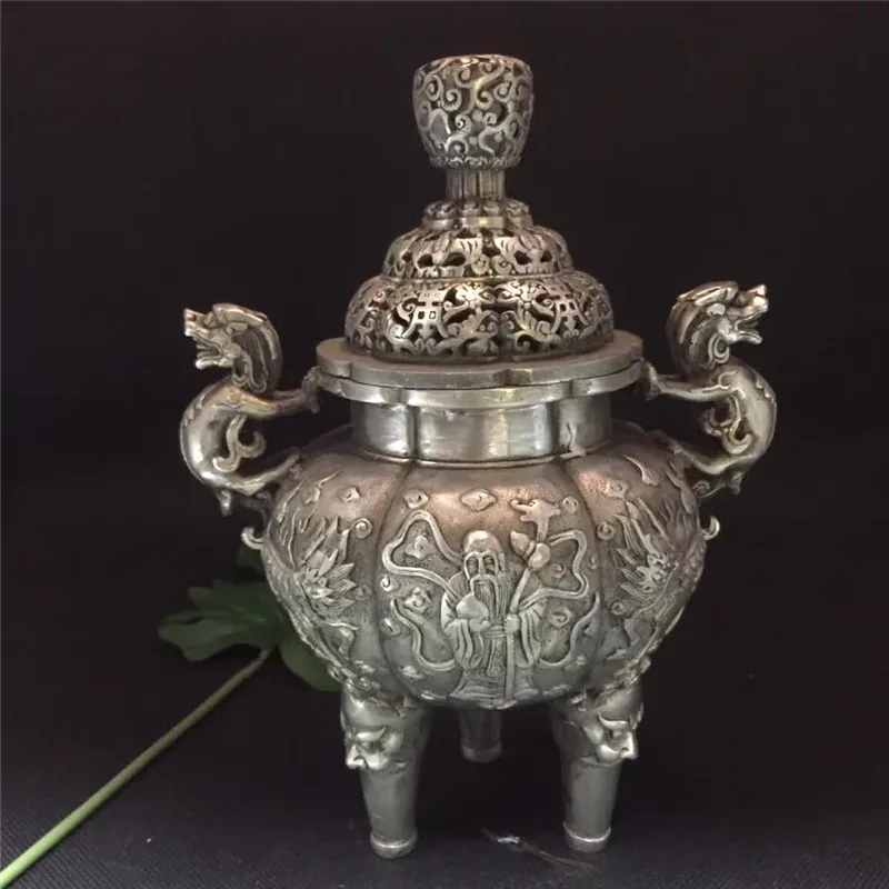 Коллекция китайское тибетское серебро бронзовая курильница долговечность