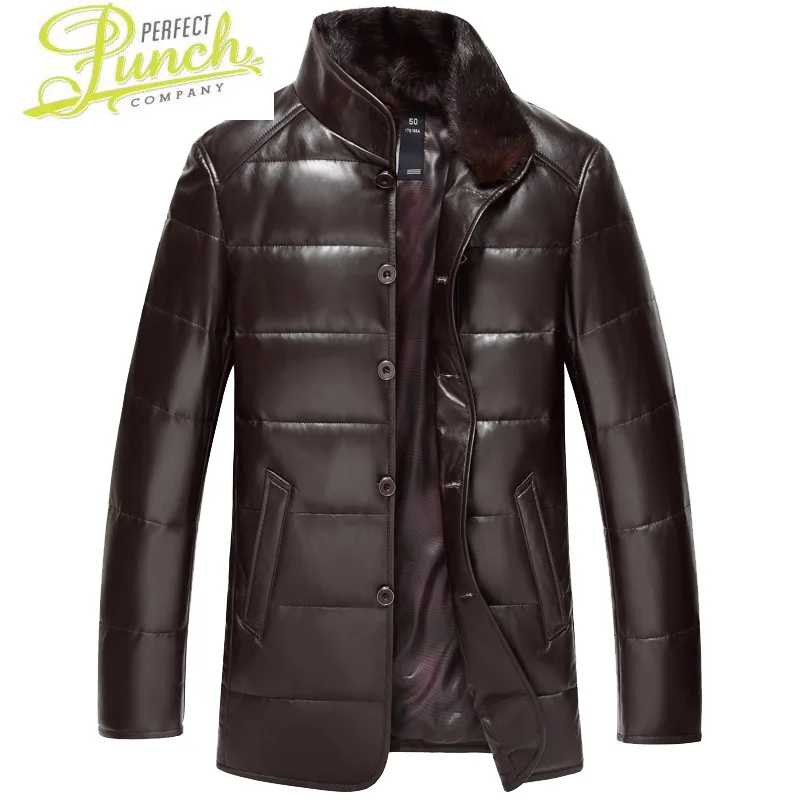 

Down Men's Jacket Genuine Leather Jacket Men Winter Real Sheepskin Coat Mink Fur Collar Veste Cuir Homme DK086 KJ2137