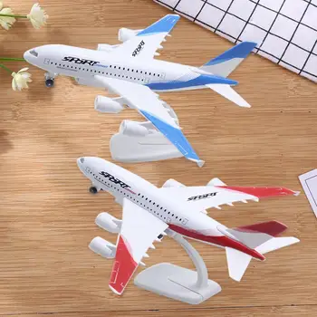 

23cm Alloy Simulation Airplane Toys Pull Back Music Lighting Airbus A380 Model with Display Stand Children Presents