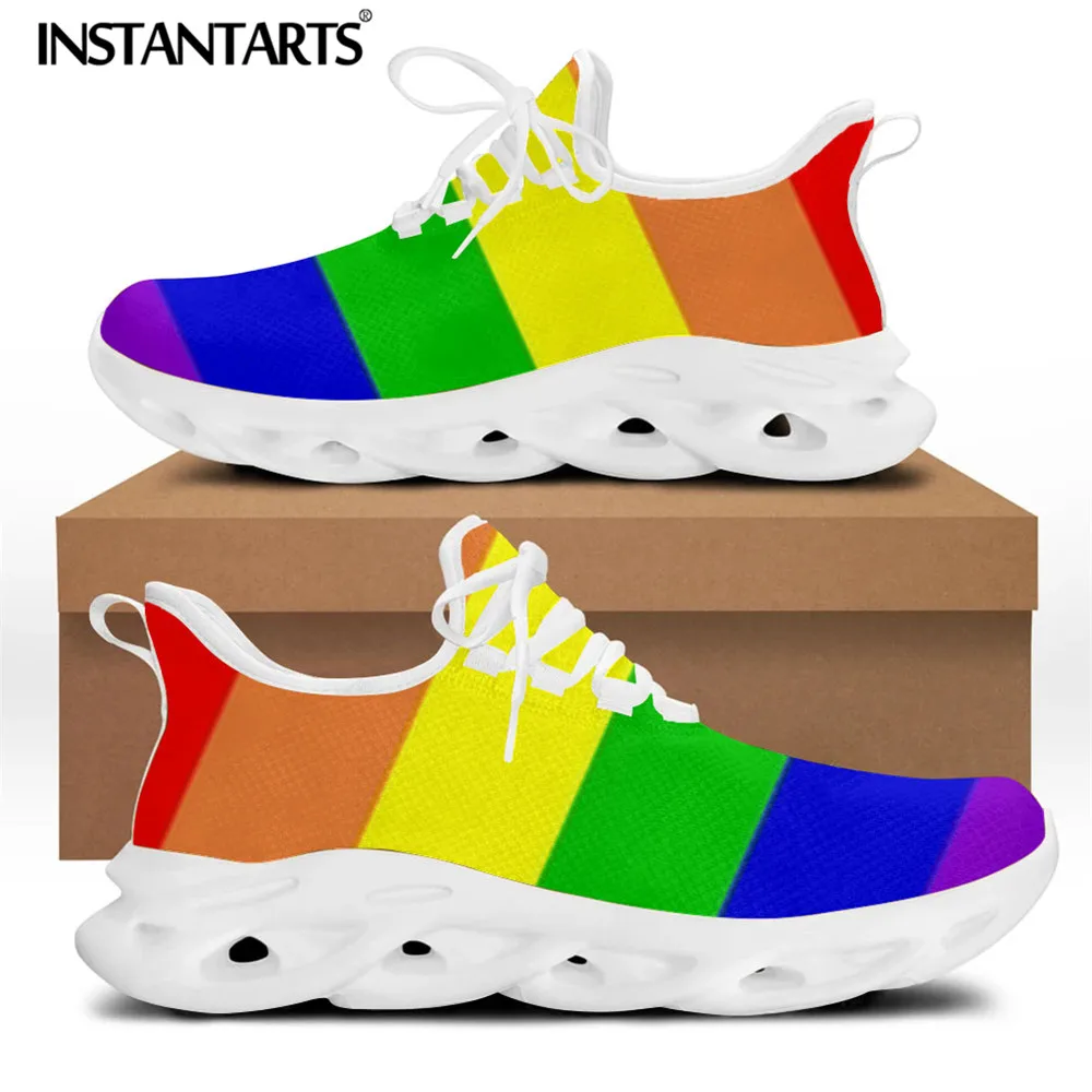 Instantarts Rainbow Pride Schoenen Voor Vrouwen Lgbt Vlag Gay Brand Design  Casual Dames Lace Up Flats Sneakers Sapatos Femininos|Platte damesschoenen|  - AliExpress