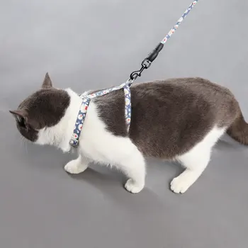 

Vest Harness Leash Adjustable Cat Harness Collar Chest Strap Cotton Rope Harnesses With Traction Rope 5 Colors