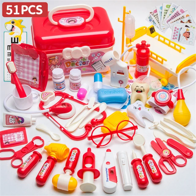 51PCS Doctor Toys for Children Set Kids Pretend Play Kit Games for Girls Boys Hospital Accessorie Medical Kit Nurse Tools Toys 2