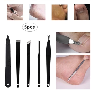 

High Quality 5Pcs/Set Stainless Steel Nail Cuticle Pusher Spoon Remover Trimmer Dead Skin Manicure Pedicure Cleaner Nail Tool