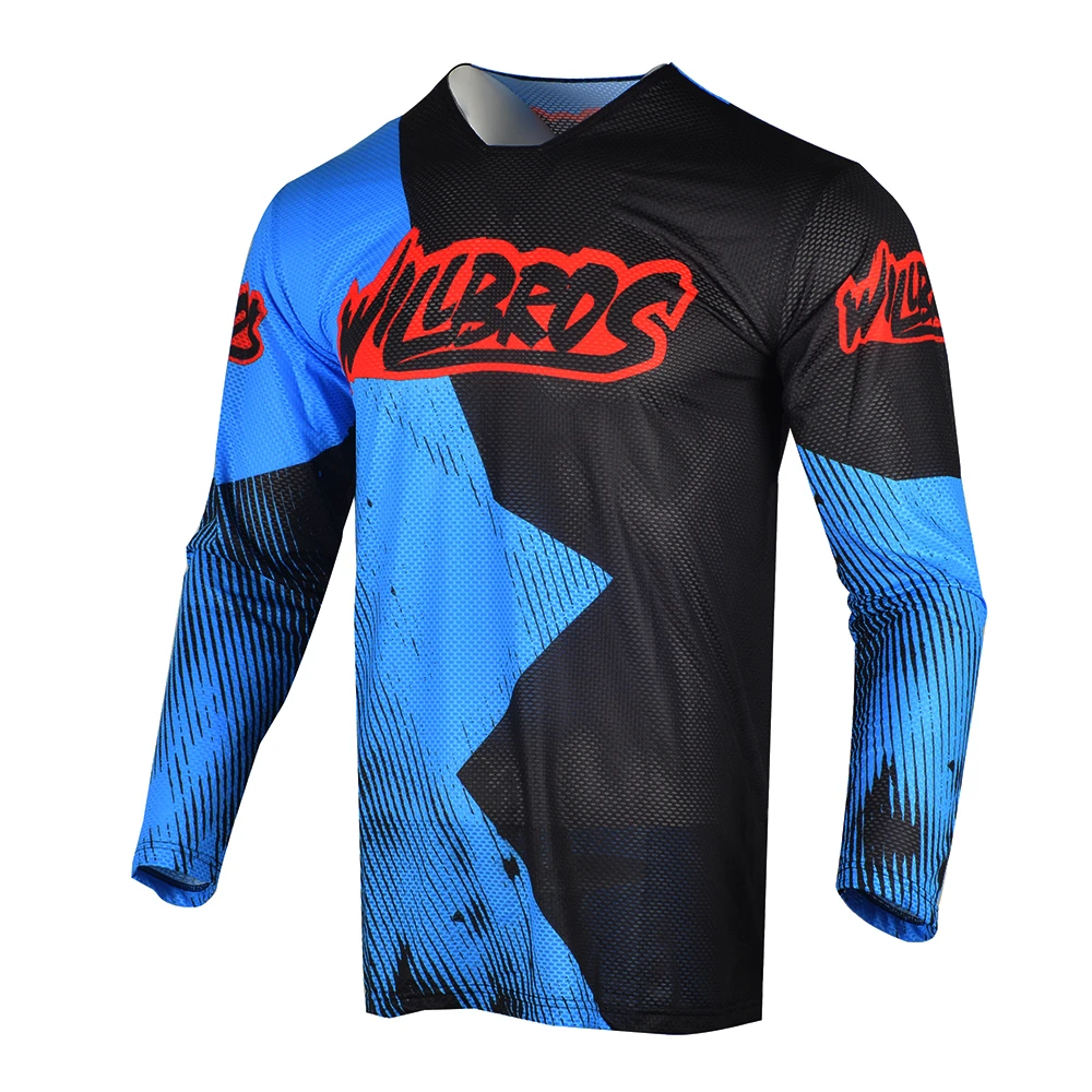 BMX Race Camiseta de manga larga para ropa azul para bicicleta de montaña, ATV, DH, todoterreno, Motocross| | -